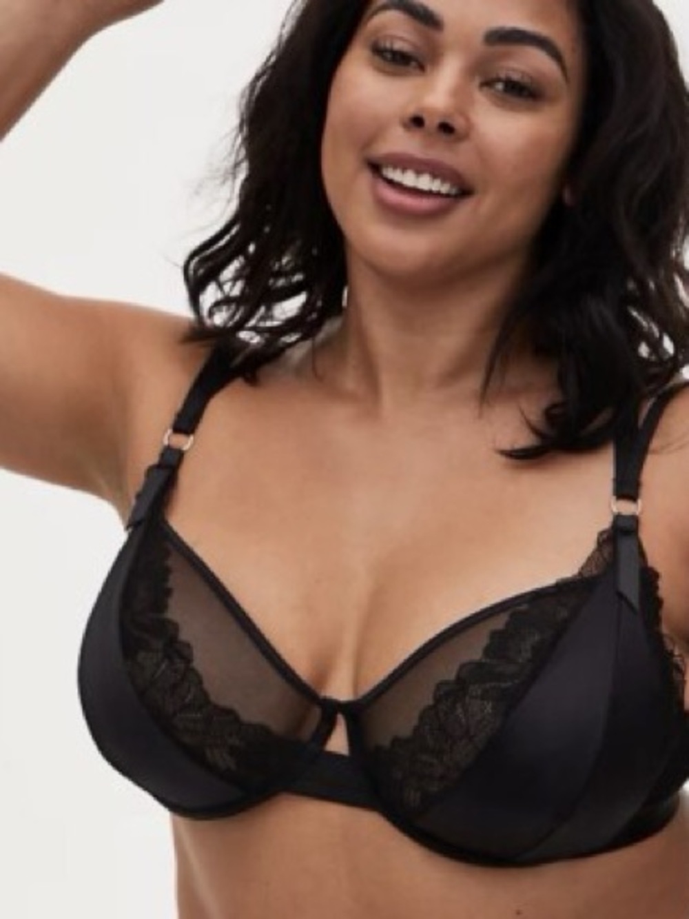 torrid Black Lace Underwire Bra with Sheer Panels